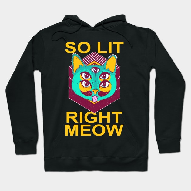 Trippy So Lit Right Meow Party Rave Cat Hoodie by BIGUP